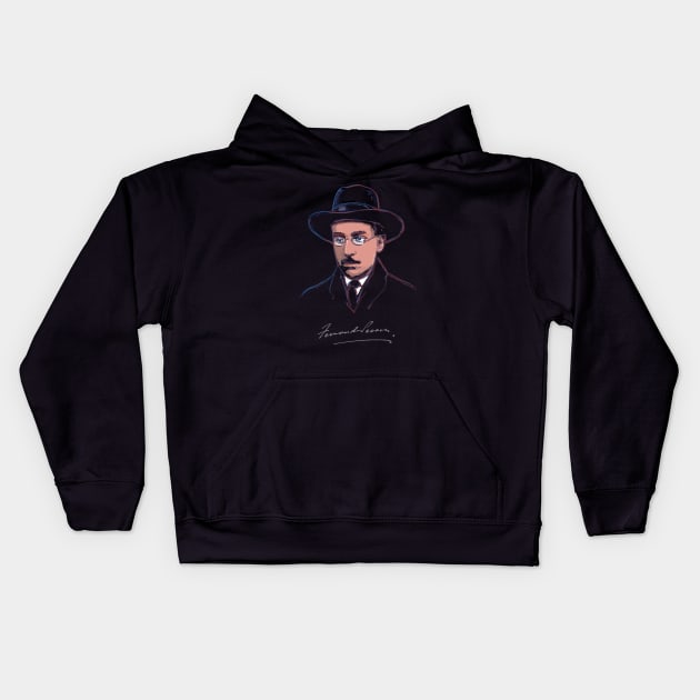 Fernando Pessoa-Portuguese poet,poetry,Portugal Kids Hoodie by StabbedHeart